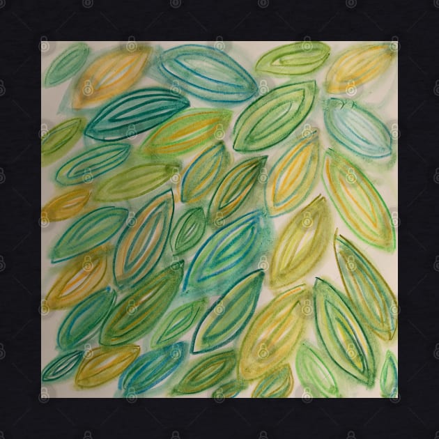 Watercolor Leaves in blue green yellow teal by djrunnels